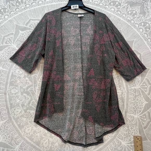 LuLaRoe Tops - 💗👚BEAUTIFUL TOP SHIRT BLOUSE S SMALL GRAY PINK PRINT OPEN CARDIGAN 455 LULAROE